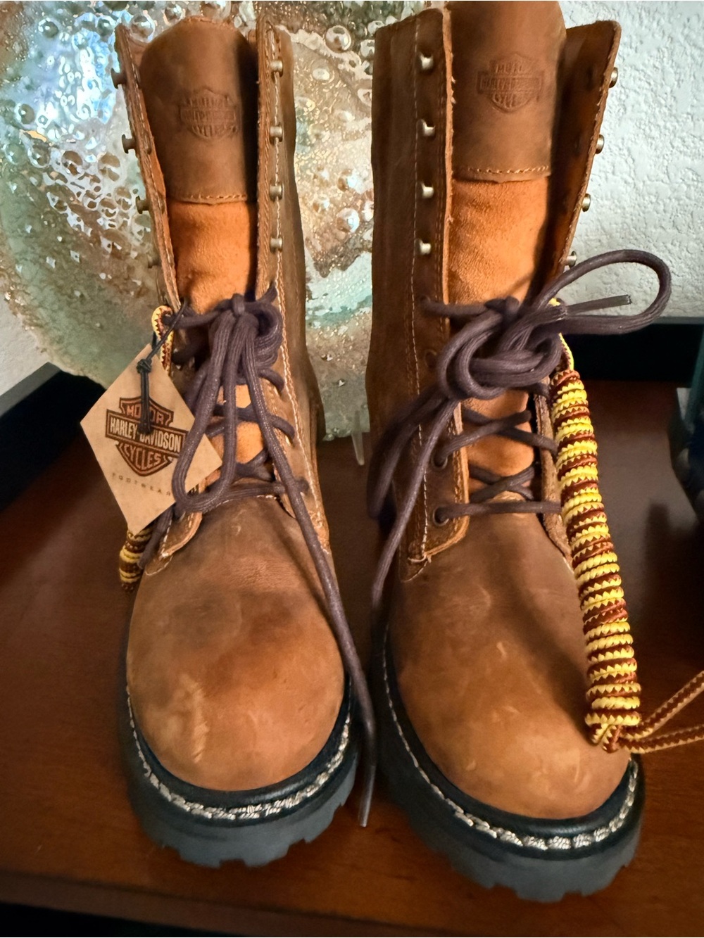 Harley-Davidson Women's Chestnut Brown Lace-Up Leather Boots